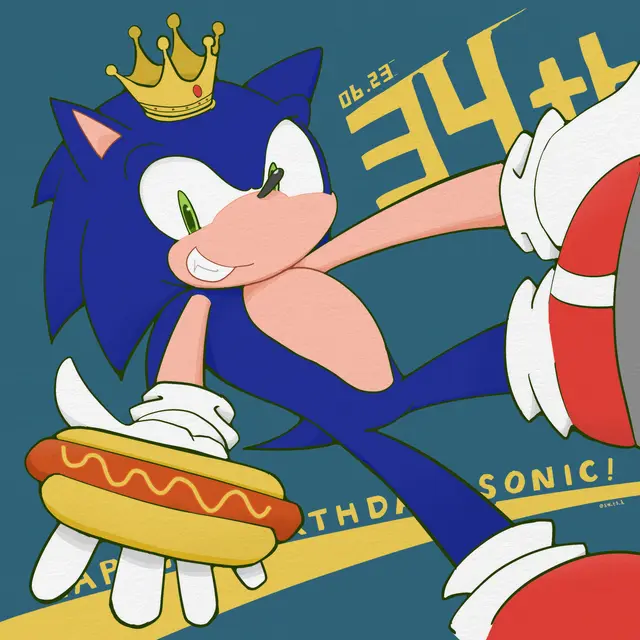 ソニック34周年のお祝いイラスト